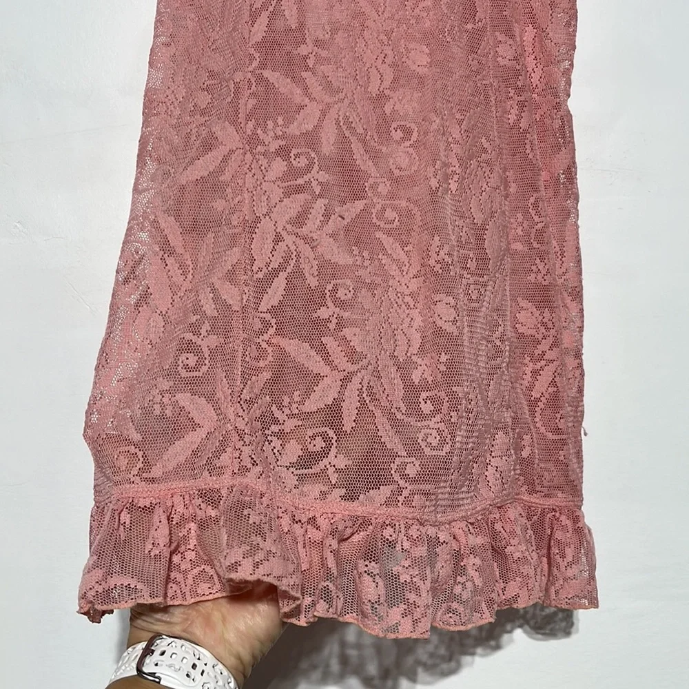 Boutique Pink Lace Mesh Slip Dress Size M - Picture 4 of 7